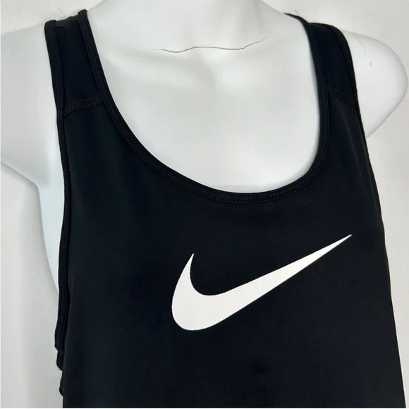 NIKE Black White Swish Logo Tank Top Size XL Activewear Workout Fitness Running - Picture 2 of 5